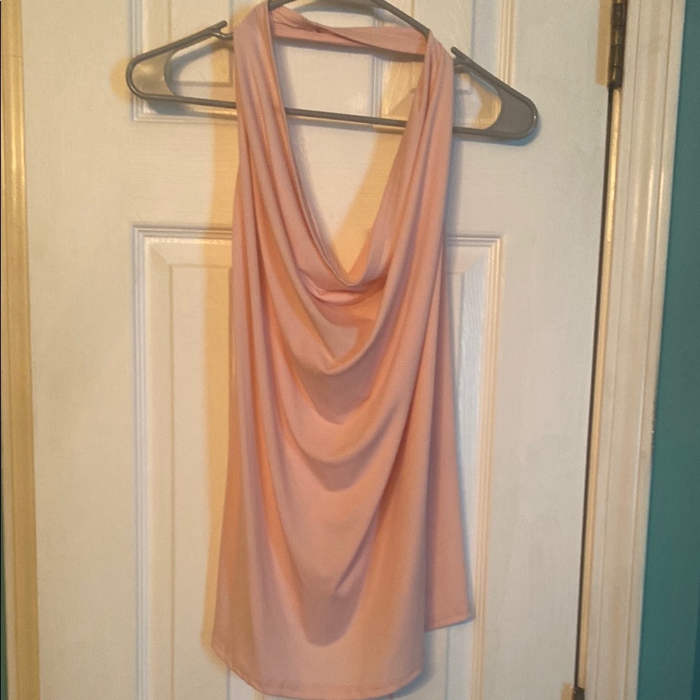 Elegant Pink Draped Halter Top